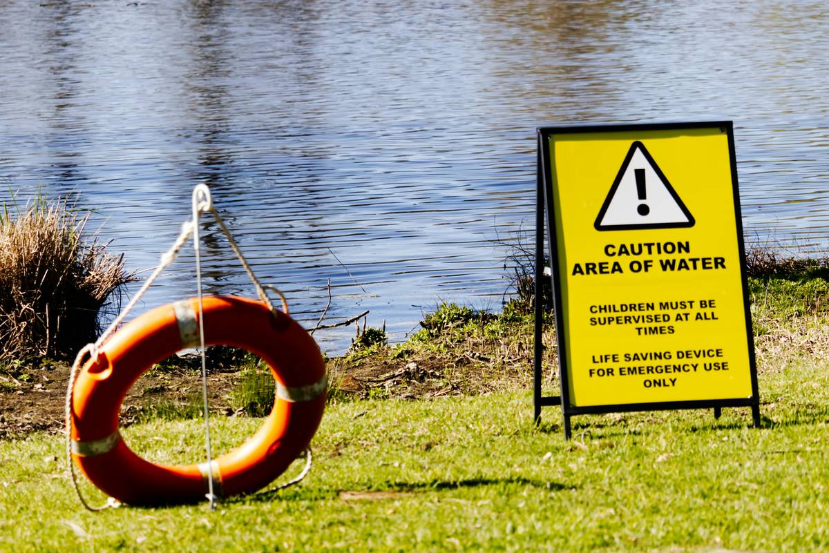 Damaged rescue boat after collision at lake